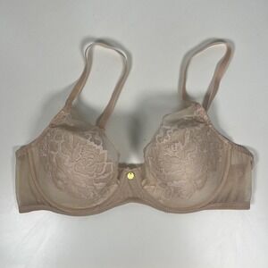 Natori 34C Flora‎ Contour Underwire T-Shirt Bra 721150 Beige w/ Tan